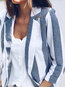 Shawl Collar Long Elegant Striped Pockets Coat (Style V101270)