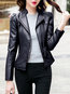 Stand Collar Slim Date Night PU Leather Zipper Jacket (Style V101296)