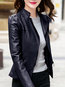 Stand Collar Slim Date Night PU Leather Zipper Jacket (Style V101296)