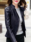 Stand Collar Slim Date Night PU Leather Zipper Jacket (Style V101296)