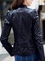 Stand Collar Slim Date Night PU Leather Zipper Jacket (Style V101296)