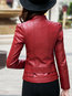 Stand Collar Slim Date Night PU Leather Zipper Jacket (Style V101296)
