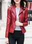 Stand Collar Slim Date Night PU Leather Zipper Jacket (Style V101296)