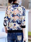 Stand Collar Straight Floral Cotton Blends Zipper Jacket (Style V101299)