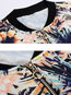 Stand Collar Straight Floral Cotton Blends Zipper Jacket (Style V101299)