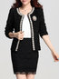 Slim Office Plain Tweed Beaded Jacket (Style V101303)