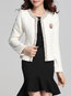 Slim Office Plain Tweed Beaded Jacket (Style V101303)