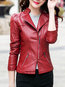 Shawl Collar Slim Date Night Plain PU Leather Jacket (Style V101315)