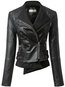 Short Slim Plain Leather Zipper Jacket (Style V101318)