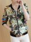 Stand Collar Short Casual Animal Pockets Jacket (Style V101319)