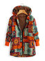 Loose Casual Floral Cotton Blends Button Coat (Style V101324)