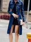 Long Slim Casual Plain Button Coat (Style V101326)