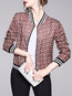 Stand Collar Straight Graphic Polyester Zipper Jacket (Style V101334)