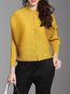 Round Neck Straight Date Night Plain Button Jacket (Style V101335)