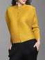 Round Neck Straight Date Night Plain Button Jacket (Style V101335)
