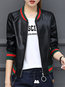 Stand Collar Short Straight Casual Plain Jacket (Style V101336)
