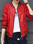 Stand Collar Short Straight Casual Plain Jacket (Style V101336)