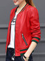 Stand Collar Short Straight Casual Plain Jacket (Style V101336)