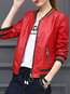 Stand Collar Short Straight Casual Plain Jacket (Style V101336)