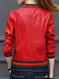 Stand Collar Short Straight Casual Plain Jacket (Style V101336)