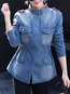 Stand Collar Long Slim Casual Plain Coat (Style V101340)