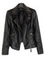 Shawl Collar Casual Plain PU Leather Zipper Jacket (Style V101344)