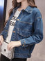 Shawl Collar Long Casual Denim Button Coat (Style V101346)