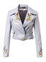 Shawl Collar Short Slim Plain PU Leather Jacket (Style V101347)