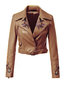 Shawl Collar Short Slim Plain PU Leather Jacket (Style V101347)