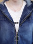 Hooded Long Plain Denim Pockets Coat (Style V101352)