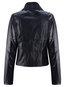 Shawl Collar Short Plain PU Leather Patchwork Jacket (Style V101353)