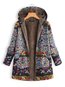 Hooded Long Casual Floral Dacron Coat (Style V101357)