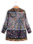 Hooded Long Casual Floral Dacron Coat (Style V101357)