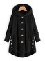 Hooded Loose Plain Dacron Button Coat (Style V101362)