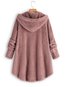 Hooded Loose Plain Dacron Button Coat (Style V101362)