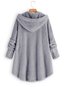 Hooded Loose Plain Dacron Button Coat (Style V101362)