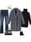 Shawl Collar Long Elegant Cotton Button Coat (Style V101363)