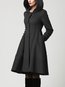 Hooded Long Elegant Polyester Button Coat (Style V101369)