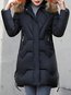 Hooded Long Slim Elegant Dacron Coat (Style V101375)