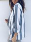 Long Slim Elegant Striped Dacron Coat (Style V101377)