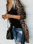 Round Neck Slim Fashion Leopard Patchwork Coat (Style V101378)