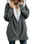 Hooded Long Plain Dacron Zipper Coat (Style V101387)