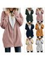 Hooded Long Plain Dacron Zipper Coat (Style V101387)