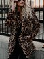 Shawl Collar Loose Leopard Spandex Pattern Coat (Style V101390)