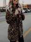 Shawl Collar Loose Leopard Spandex Pattern Coat (Style V101390)