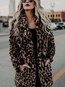 Shawl Collar Loose Leopard Spandex Pattern Coat (Style V101390)