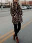 Shawl Collar Loose Leopard Spandex Pattern Coat (Style V101390)