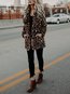 Shawl Collar Loose Leopard Spandex Pattern Coat (Style V101390)