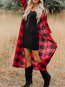 Long Loose Fashion Plaid Knitted Coat (Style V101405)