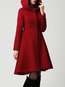 Hooded Long Date Night Plain Button Coat (Style V101415)